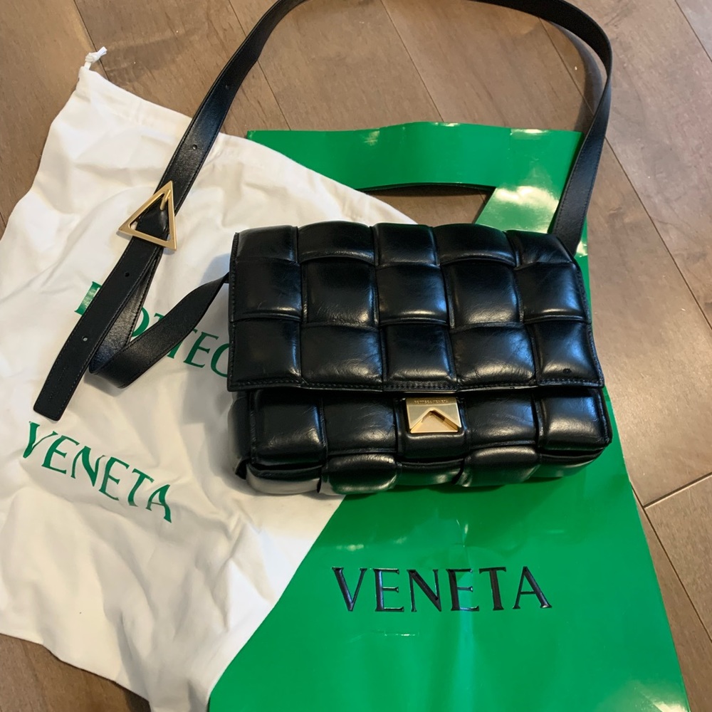 Bottega Veneta Padded Cassette bag.   Black.  Good condition.